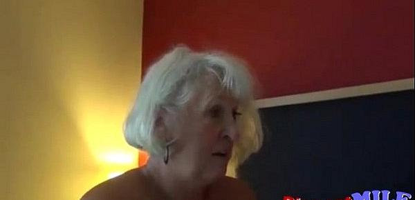  Two horny grannies share one young stiff cock